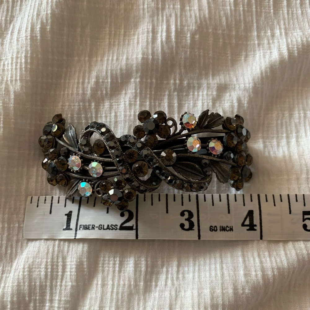 Vintage Jeweled and Flowered Hair Barret - Picture 3 of 3